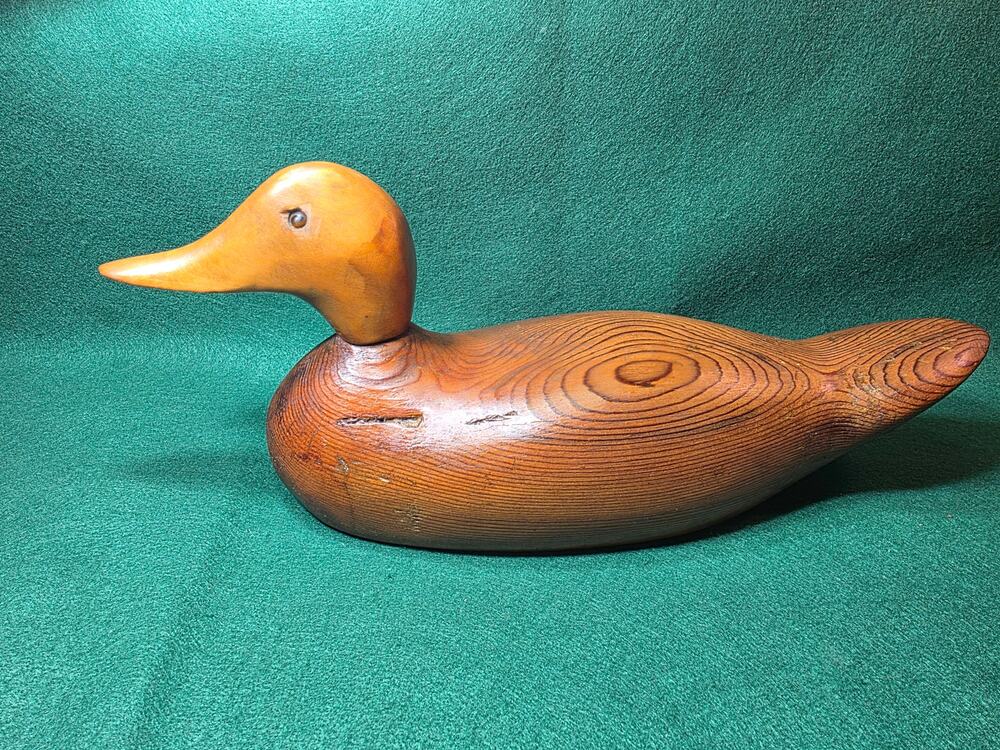 Antique Carved Wood Duck Decoy, Rustic Home Decor